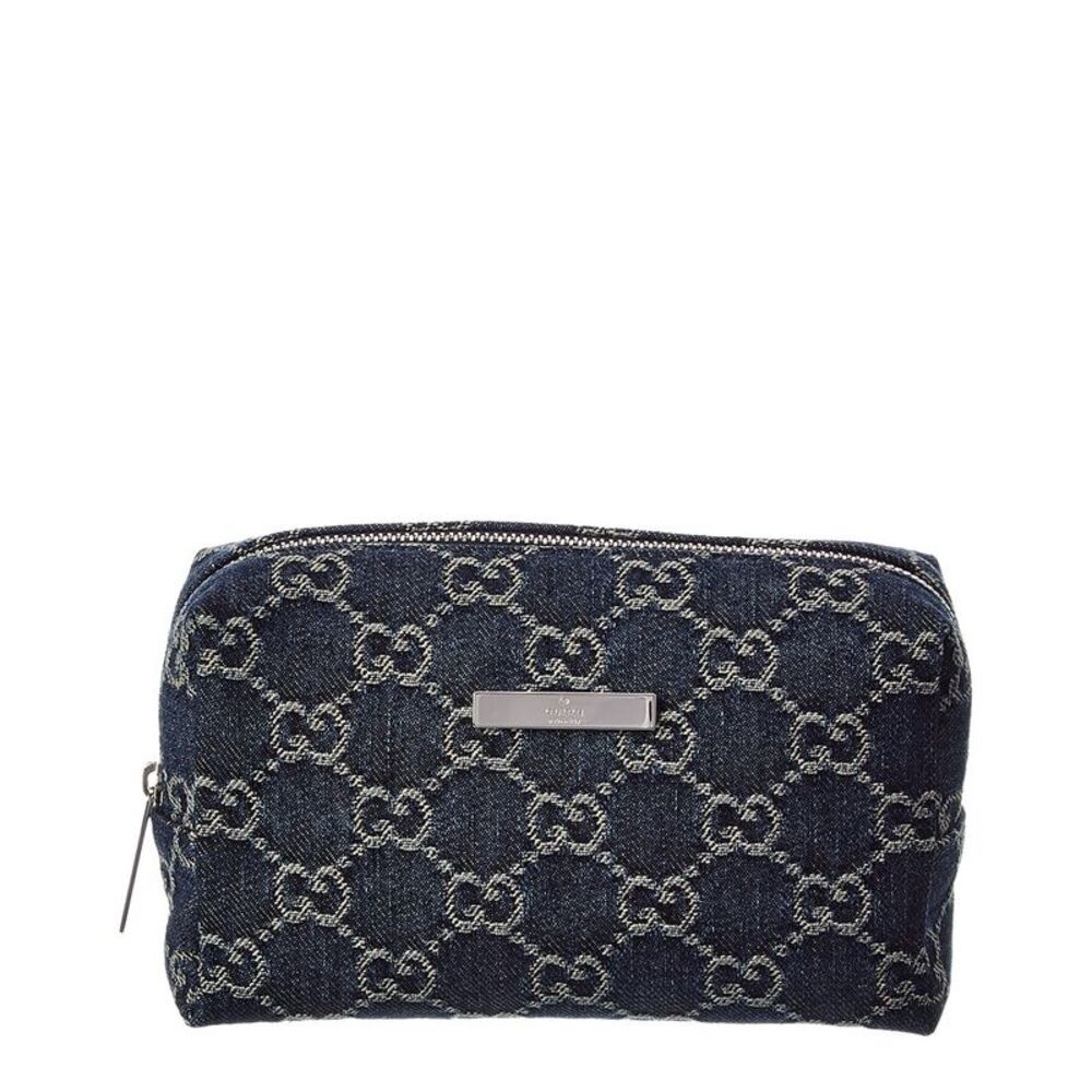 Gucci Medium Gg Denim Cosmetic Case, Blue